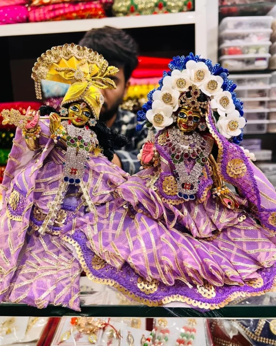 Brass Radha Krishna with Jewelry